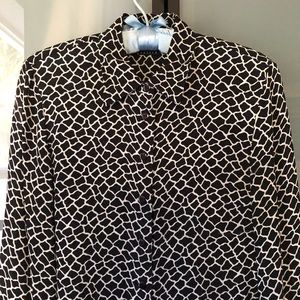 INC Gorgeous Silk Black & White Blouse